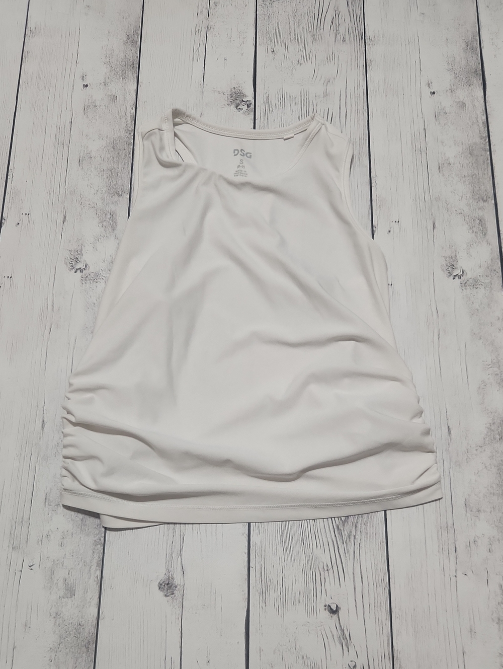 DSG Girls Size 8/9 White Ruched Sides Tank Top